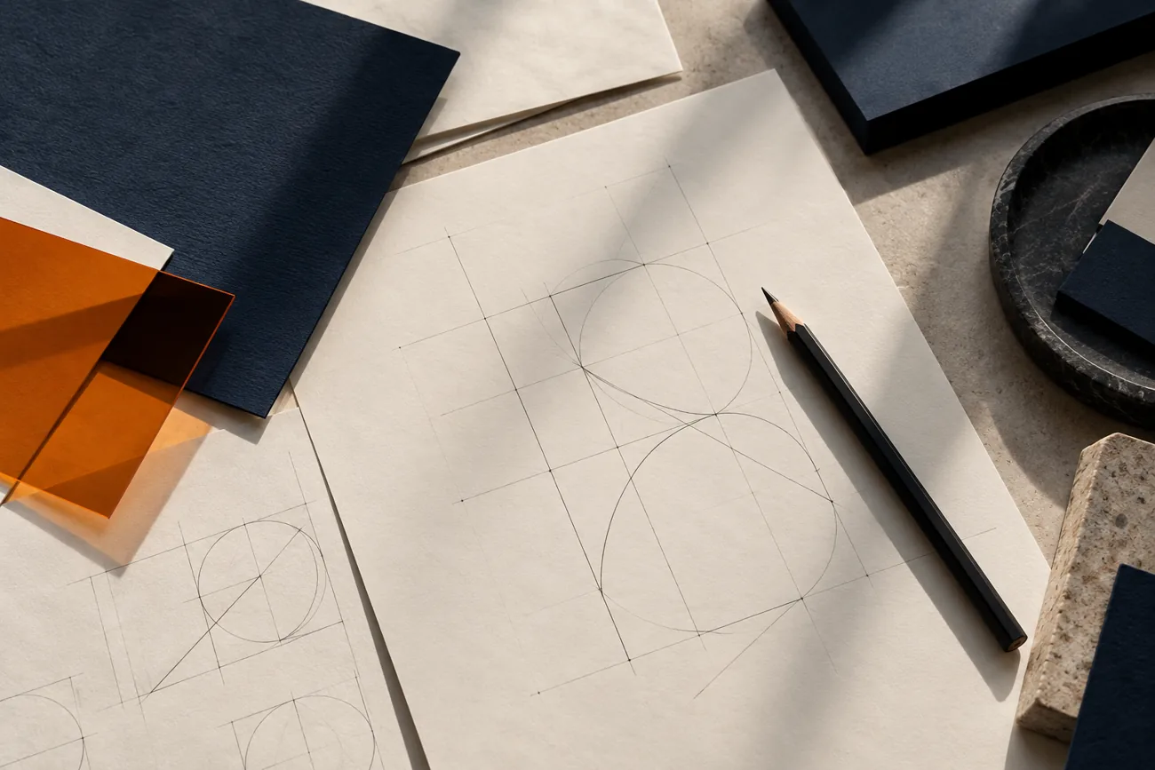 Recherche graphique Fokusia : papier, tracés et matières